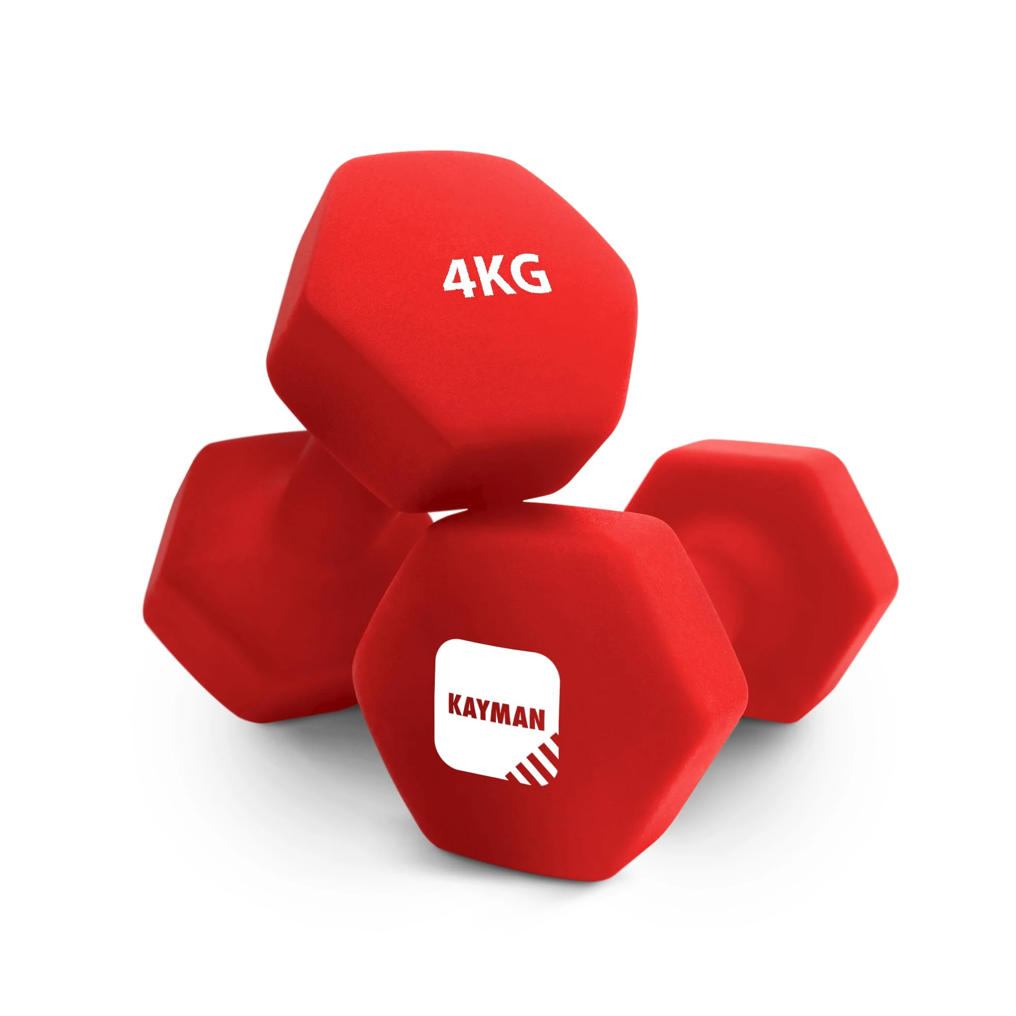 KAYMAN Neoprene Dumbbells Pair with Anti-Slip Grip,Hex Edges,Water-Resistant Surface & Workout Poster-Weight Set for Home, Gym & Fitness (1kg 2kg 3kg 4kg 5kg 6kg 8kg 10kg) (2 x 4 Kg)