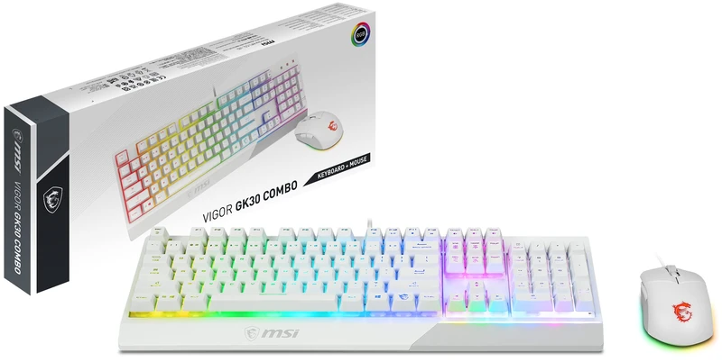 MSI Vigor GK30 White Keyboard and GM11 Mouse RGB Combo