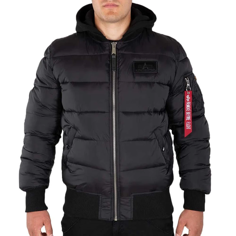 Alpha Industries MA-1 ZH Back Print Puffer FD Winter Jacket for Men Black