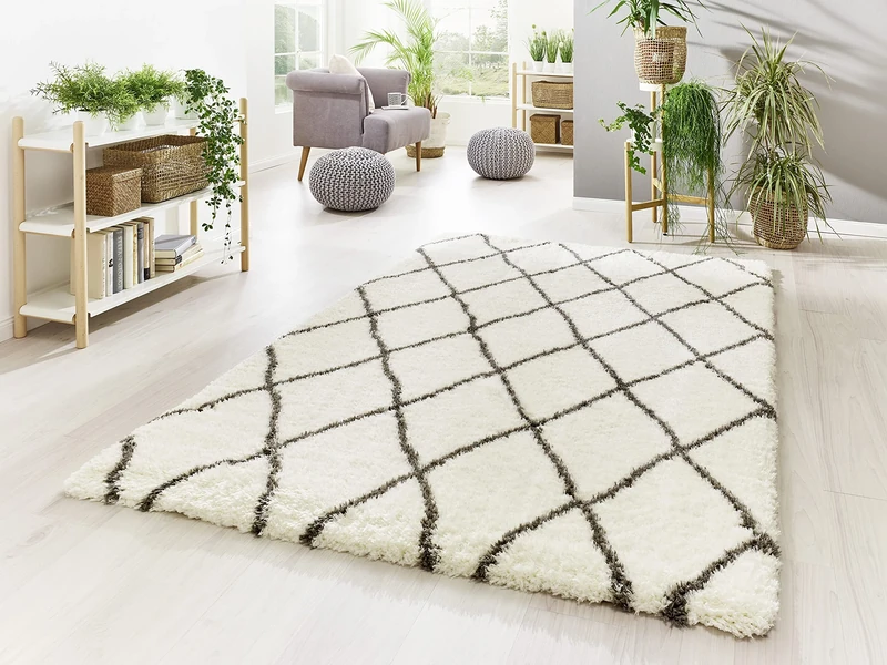 Mia's Teppiche Marta Living Room/Bedroom Rug Cream Grey 120x160 cm High Pile