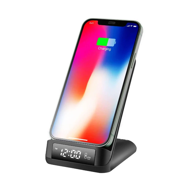 Ksix Qick Wireless Charger/Alarm Clock - 15W - Black