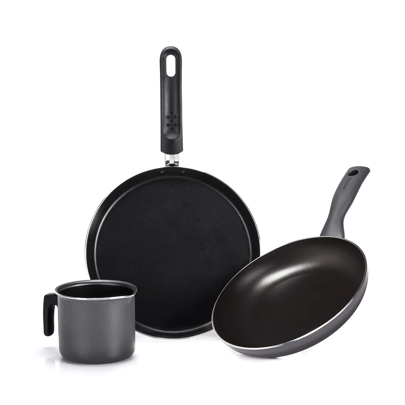 [Amazon Exclusive] Eden Coin Breakfast Set (BOLL.10+CREP.25+PAD.18 CM) in Recycled Aluminum from Cans, 100% Made in Italy - Image 1