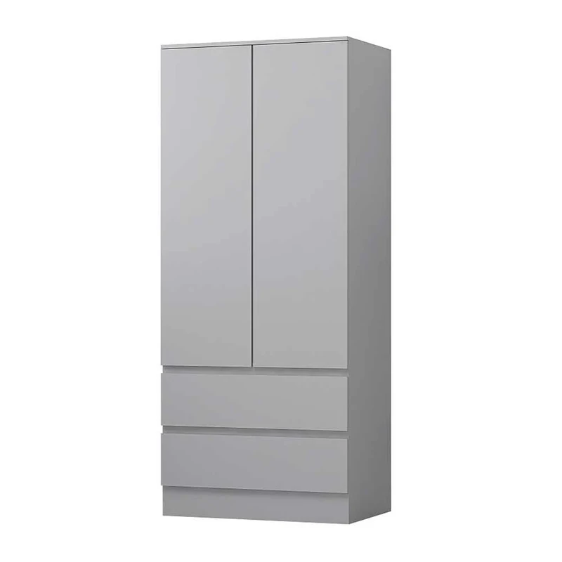 FWStyle Modern Scandinavian Style Matt Grey 2 Door 2 Drawer Combination Wardrobe No Handles Soft Close…