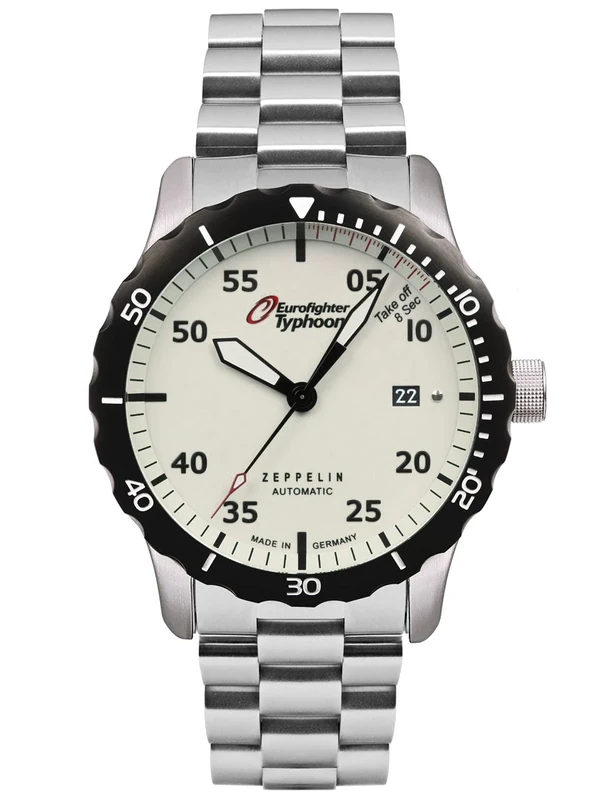 Zeppelin eurofighter Mens Analogue Automatic Watch with Stainless Steel Bracelet 7268M-5