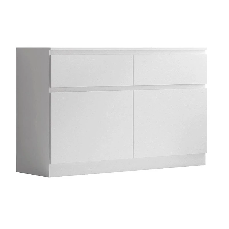 FWStyle Modern Scandinavian Style 2 Door 2 Drawer Sideboard Storage Unit, Matt White