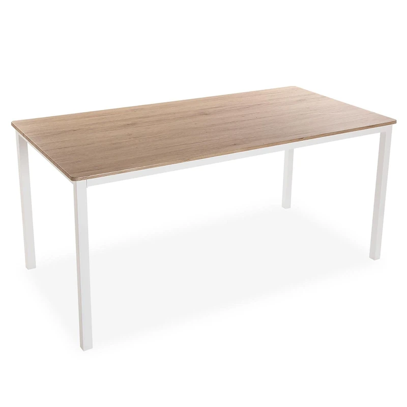 Versa Amaia Dining Table for Kitchen, Patio, Garden or Dining Room, Measures 79 x 80 x 160 cm (H x L x W), Wood and Metal, Colour: White