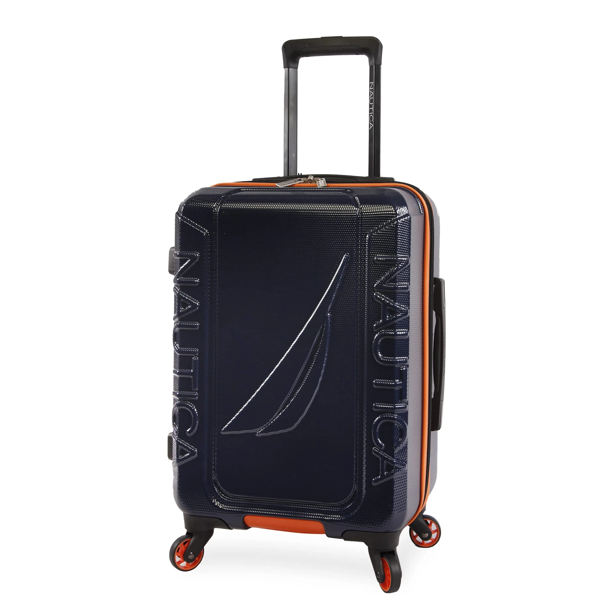 NAUTICA Birch Hardside Spinner Luggage, Navy/Orange, Checked-Large 29-Inch, Birch Hardside Spinner Luggage