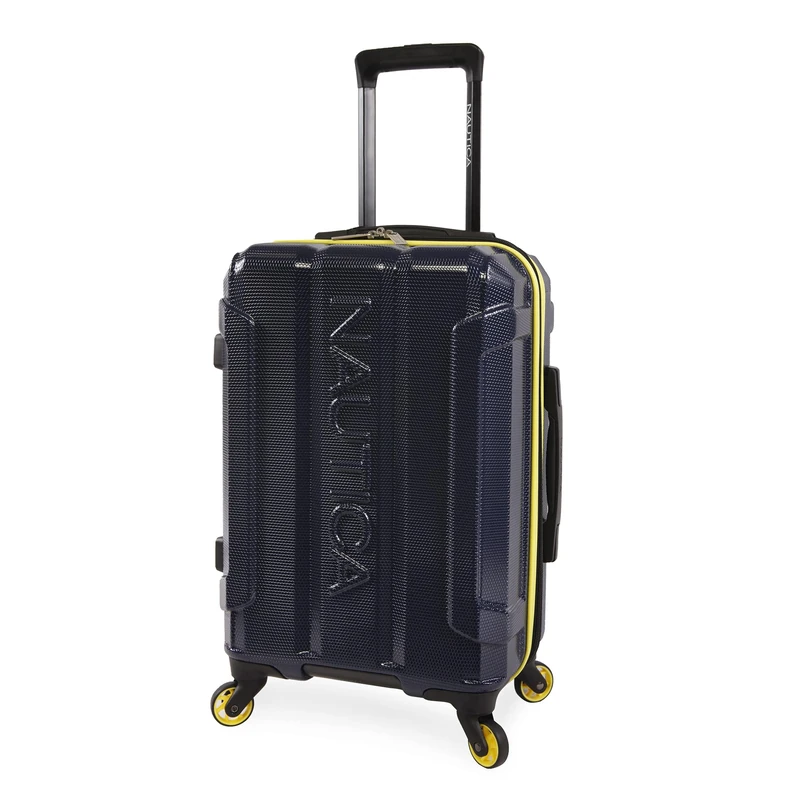 Nautica Maker Hardside Spinner Luggage, Navy/Yellow, Carry-On 21-Inch, Maker Hardside Spinner Luggage