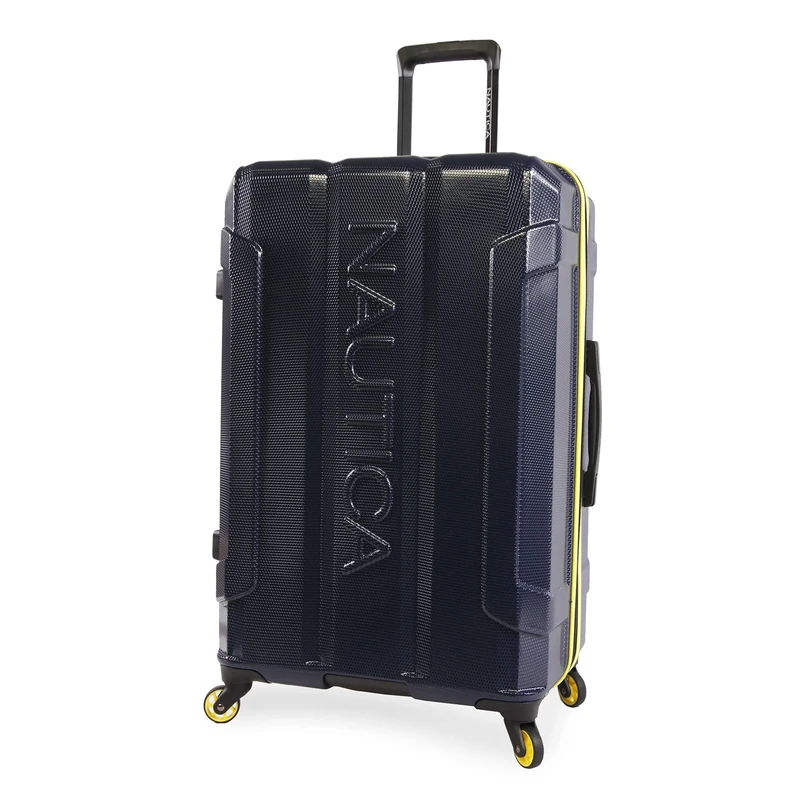 NAUTICA Maker Hardside Spinner Luggage, Navy/Yellow, Checked-Large 29-Inch, Navy/Yellow, Checked-Large 29-Inch, Maker Hardside Spinner Luggage