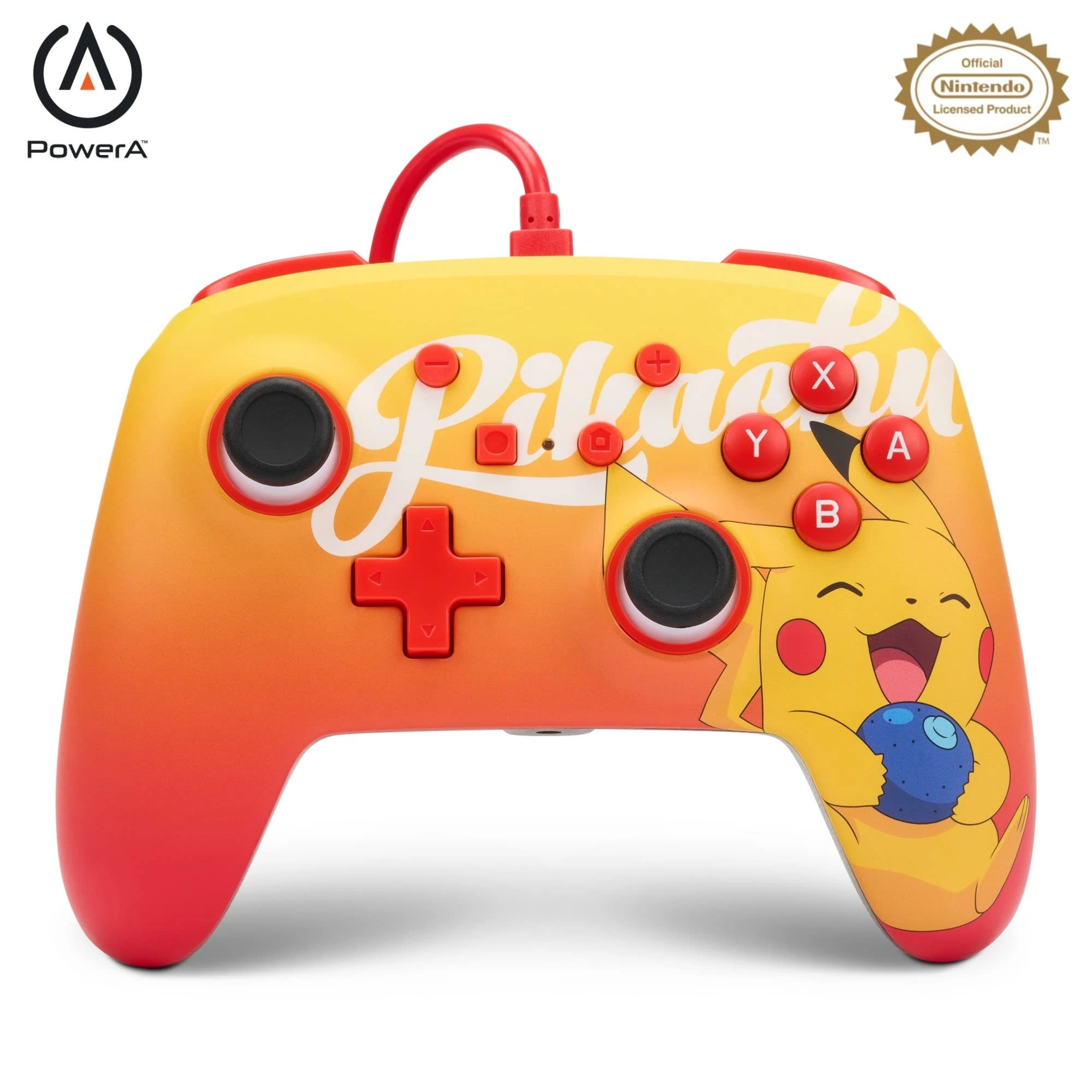 PowerA Enhanced Wired Controller for Nintendo Switch and Oled Model, Advance Gaming Buttons, 3.5mm Stereo Jack and Anti-Friction Rings, Officially Licensed: Oran Berry Pikachu