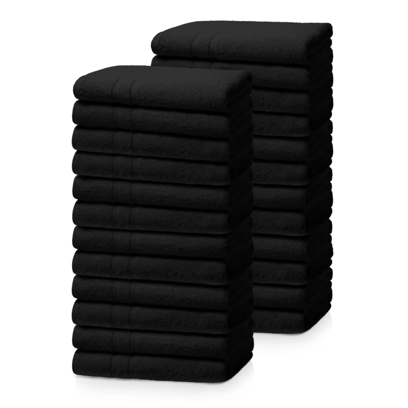 Avalon Towels Bleach Proof Salon Towels - 24 Pack Black Bleach Safe Cotton Spa Towels - Soft Salon Towel 27x16 inches