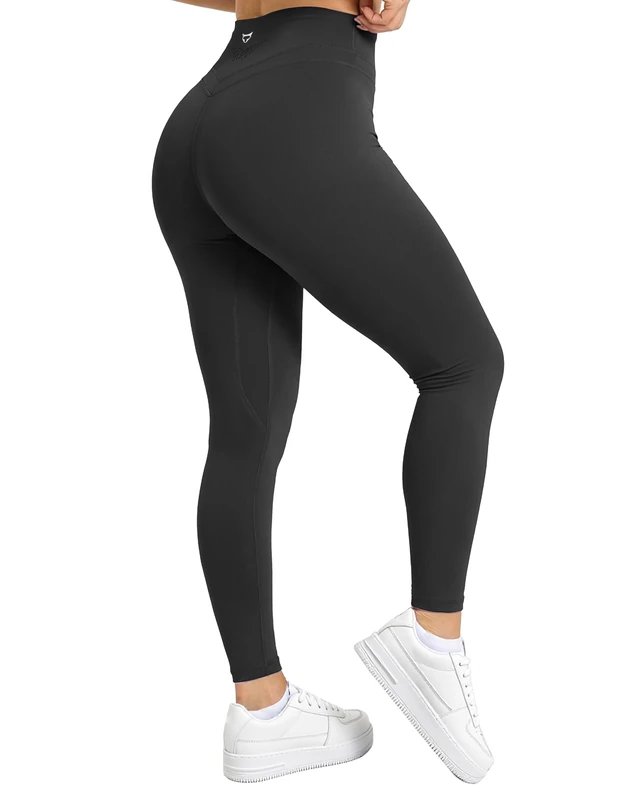 TomTiger Women's Yoga Pants 7/8 High Waisted Workout Yoga Leggings for Women Butt Lifting Tummy Control Booty Tights, Black, XS - Image 1