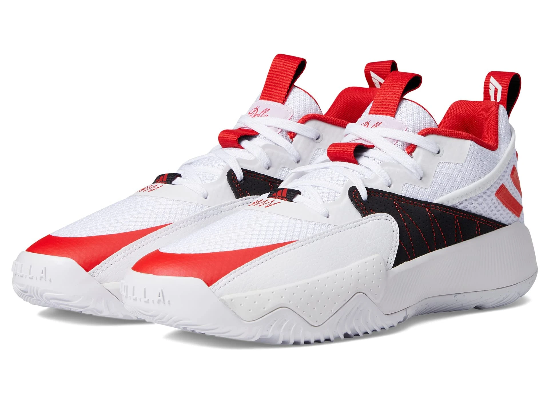 adidas Unisex-Adult Dame Extply 2 Basketball Shoe, White/Vivid Red/Dash Grey, 10.5 Women/9.5 Men