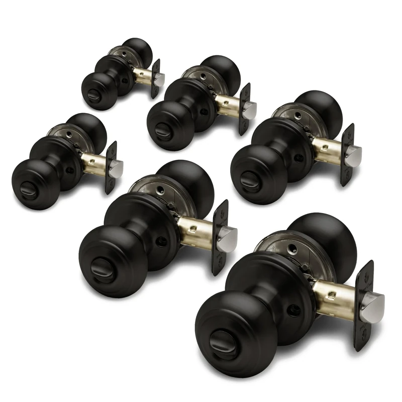 Copper Creek CK2020BC-3 Colonial Passage Function Door 3 knob Multipack, Black Finish