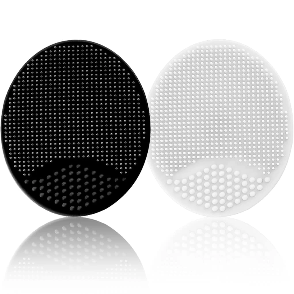 Baby Bath Brush, Baby Cradle Cap Brush, Silicone Massage Brush, Silicone Scrubbers Exfoliator Brush, The Skin Scrubber Baby Essential for Dry Skin, Cradle Cap and Eczema 2 Pack (Small-Black&White)