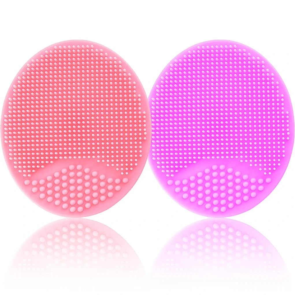 Baby Bath Brush, Baby Cradle Cap Brush, Silicone Massage Brush, Silicone Scrubbers Exfoliator Brush, Baby Skin Scrubbers Essential for Dry Skin, Cradle Cap and Eczema 2 Pack (Small-Pink&Purple)