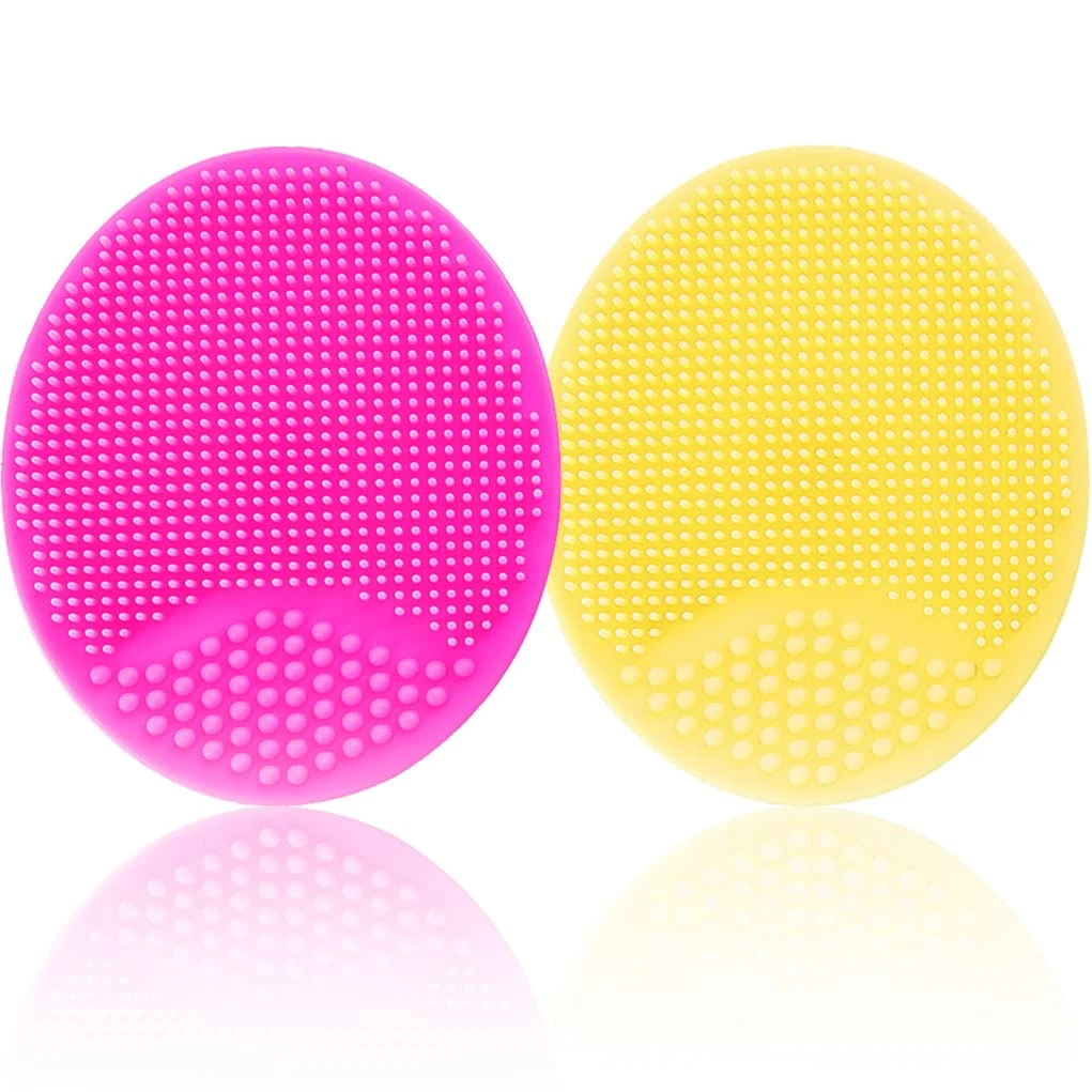 Baby Bath Brush, Baby Cradle Cap Brush, Silicone Massage Brush, Silicone Scrubbers Exfoliator Brush, Baby Skin Scrubbers Essential for Dry Skin, Cradle Cap and Eczema 2 Pack (Small-Yellow&Red)