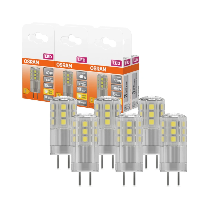 OSRAM LED Star PIN 35, LED pin lamp for GY6.35 Base, Warm White (2700K), 320 Lumen, Replacement for Conventional 35W Bulbs, Pack of 6 - Image 1