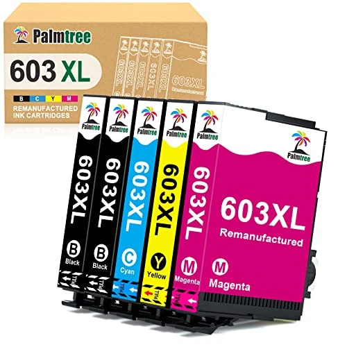 Palmtree 603XL Printer Cartridges Remanufactured for Epson 603 Ink Cartridges for Expression Home XP 3100 XP 2100 XP 2105 XP-3105 XP-4105 XP-4100 XP-4150 Workforce WF-2830 WF-2810 WF-2850 (5 Pack)