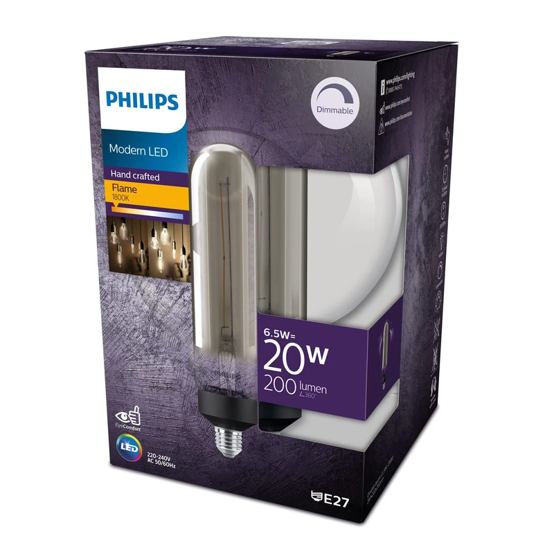 Philips LED Vintage Double Layer Lamp with 25 W, E27 Socket, Smoky, 1800 K, Dimmable - Image 1