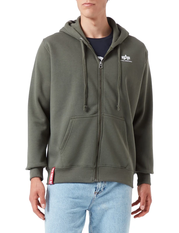 Alpha Industries Basic Zip SL Hoodie for men Dark Olive