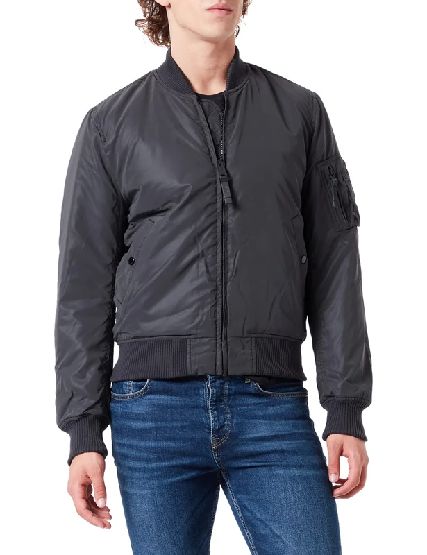 ALPHA INDUSTRIES Men's MA-1 VF 59 Reflective Jacket, Black, L