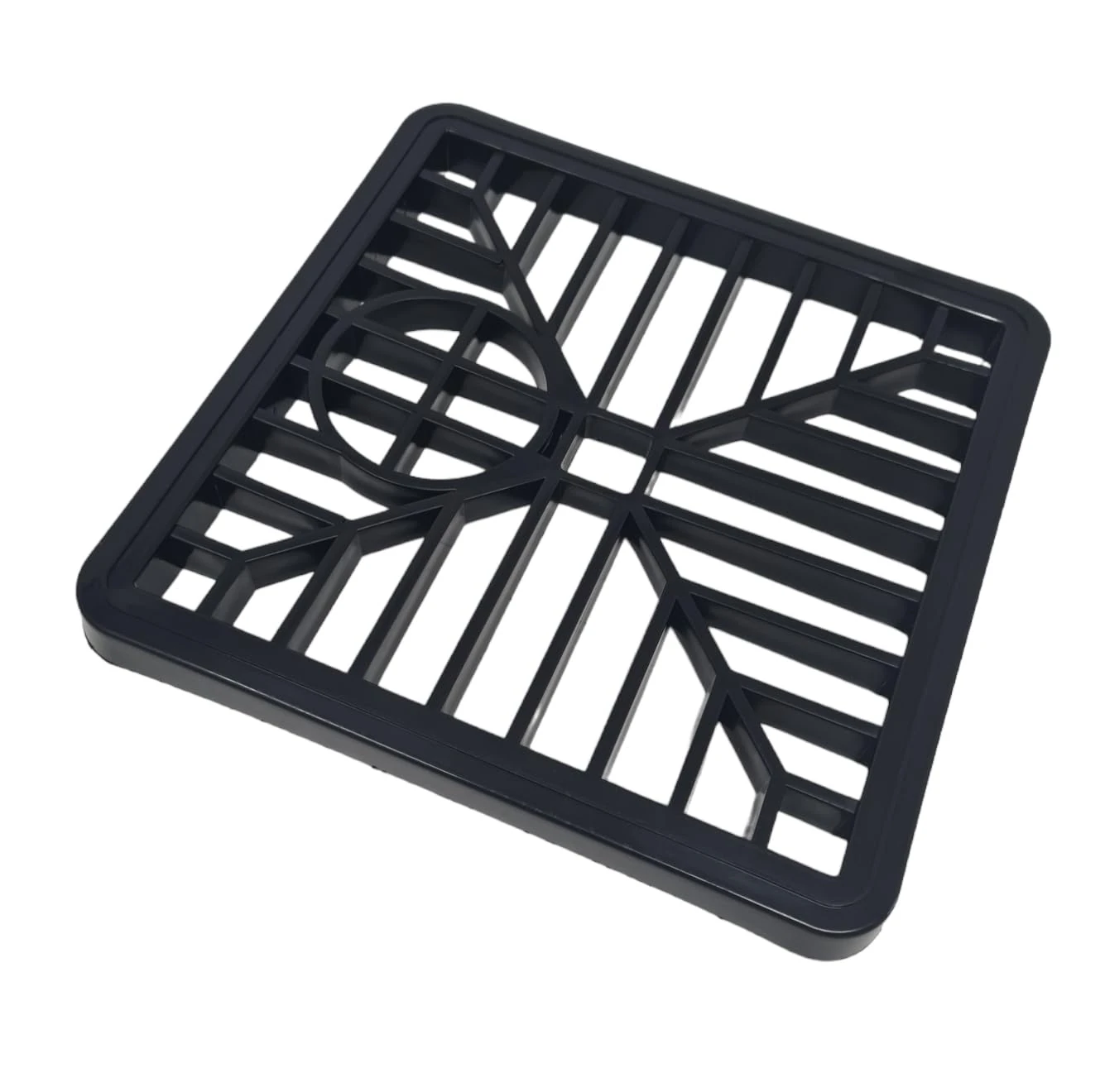 fiXte® Square Gulley Grid Drain Cover Grate Lid Heavy Duty PVC for drain hoppers 150mm x 150mm (6” x 6”) Black (1)