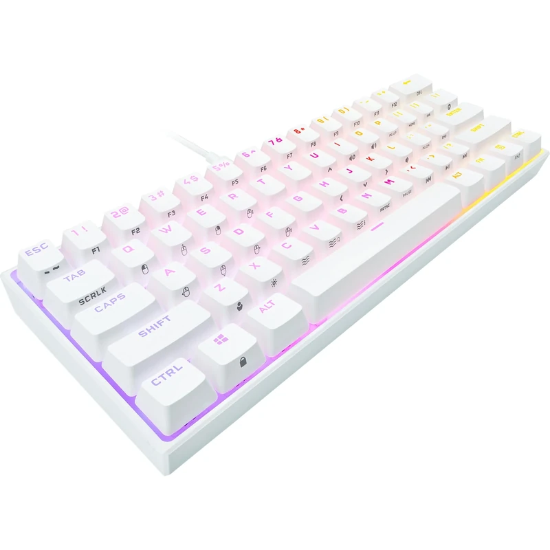 Corsair K65 RGB Mini 60% Mechanical Gaming Keyboard (Customisable RGB Lighting Single, Cherry MX Speed Keys, PBT Double Shot Keycaps, AXON Technology) QWERTZ, White