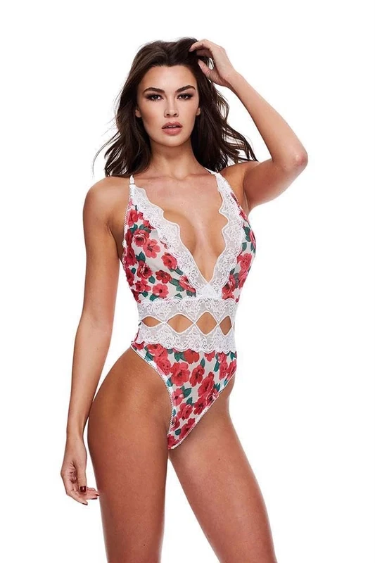 Baci Lingerie sets-E32344 Lingerie Sets White Floral M/L