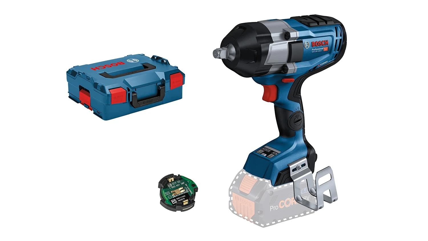 Bosch Professional 18V System BITURBO Cordless Impact Driver GDS 18V-1000 (1x GCY 42 Bluetooth Low Energy Module, L-BOXX inlay, L-BOXX, without battery/charger)