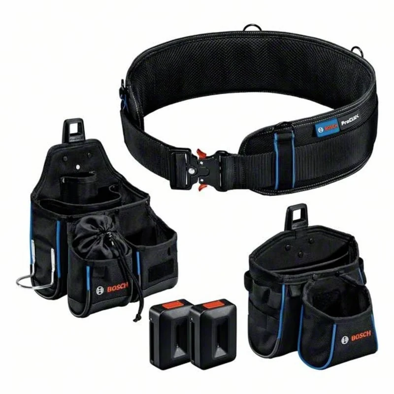 Bosch Professional ProClick Tool Belt kit with 1 x Belt 93 (Size S/M), 1 x GWT 4 Bag, 1 x GWT 2 Bag, 2 x ProClick Holders