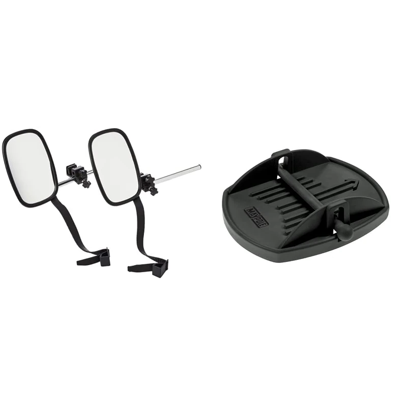 Maypole MP8329 Pair of Convex Caravan Mirrors & MP4976 Caravan Jack Pad (Pack of 4) - Black