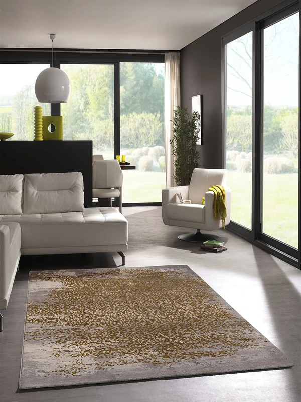 Mia's Teppiche Thea Living Room/Bedroom Rug gold-D4 160 x 230 cm Vintage-Design