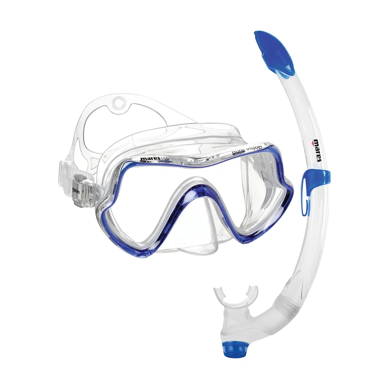 Mares Combo Pure Vision – Adult Snorkelling Set with Silicone Mask, Semi-Dry Breezer Snorkel and Valve, Ideal for Underwater Exploration