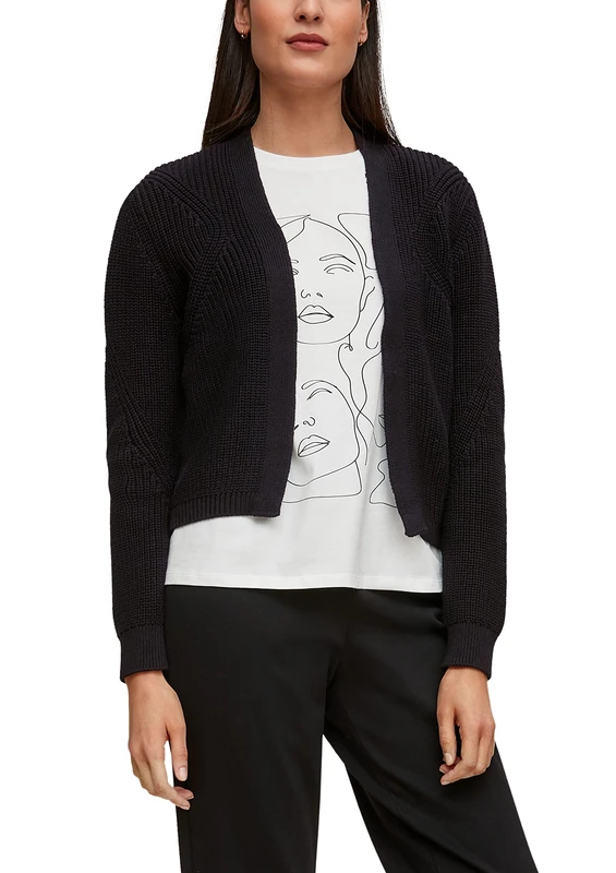 Comma Women's Jacke Jacket, 9999 Schwarz, 46