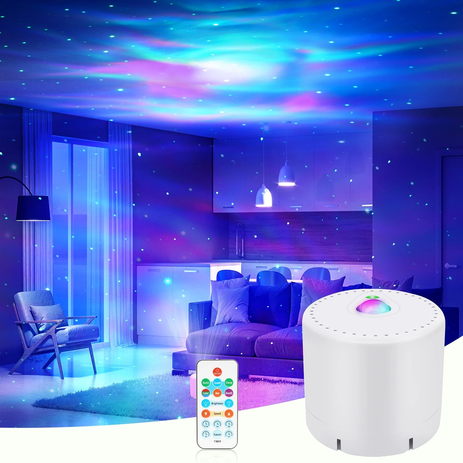 LED Star & Galaxy Projector with Remote Control, Adjustable Speed & Brightness Night Light, Aurora Lights for Adult Party Decoration