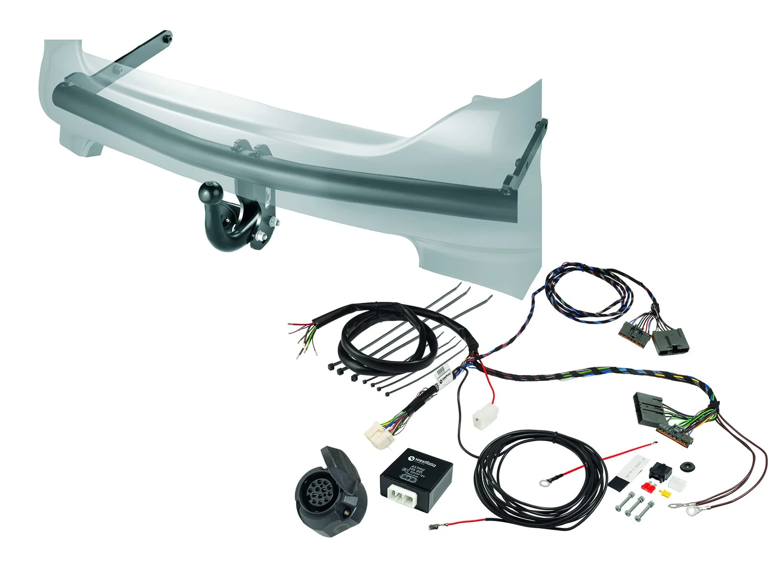 Westfalia Rigid Towing Hitch for Hyundai Kona (from Year of Manufacture 06/2017) - Only for Cars with Preparation - in Set with 13-Pin Car Specific Westfalia Wiring Kit