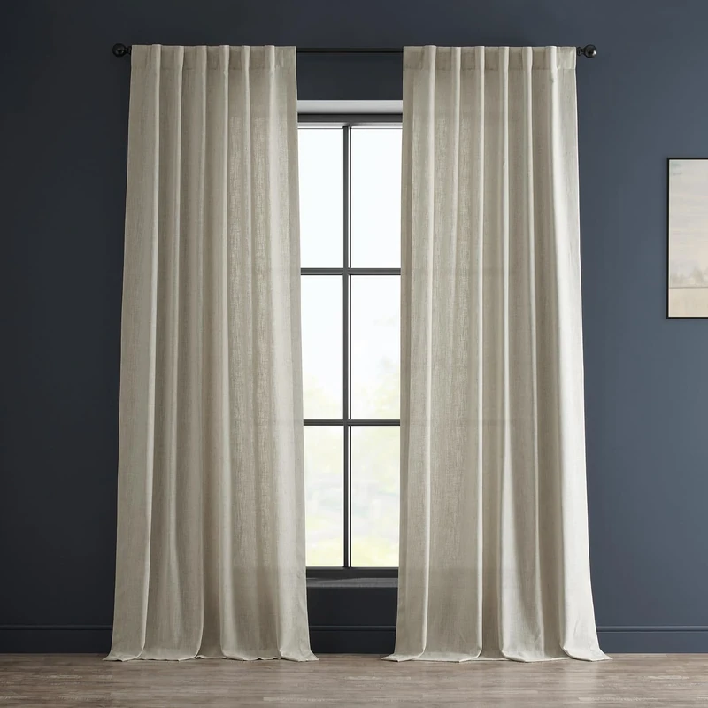 HPD Half Price Drapes Heavy Faux Linen Curtain 50 X 120, (1 Panel) FHLCH-VET200210-120, Malted Cream