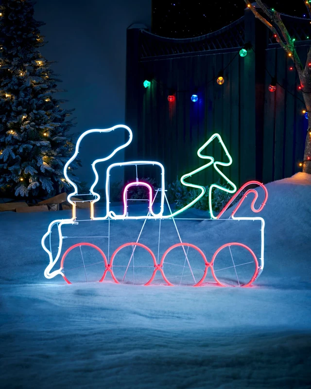 Pre-Lit 2D Neon Train Rope Light Silhouette