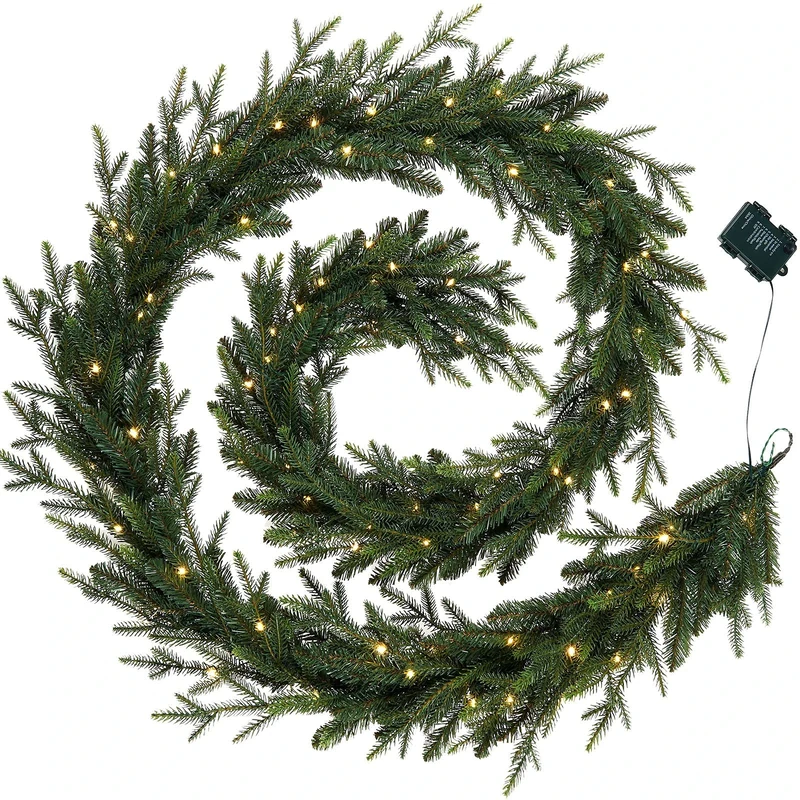 WeRChristmas Pre-Lit Multi-Function Douglas Fir Garland, 150 Warm White LED Lights, Green, 18 ft / 540 cm