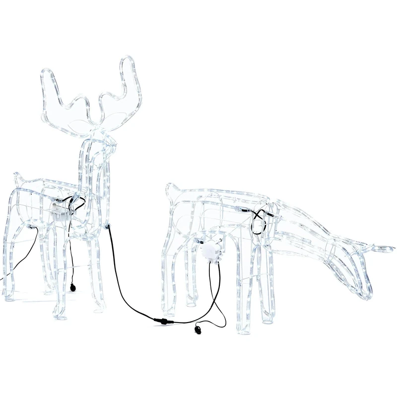 WeRChristmas Pre-Lit Animated Reindeer Family Silhouette,White,88 cm