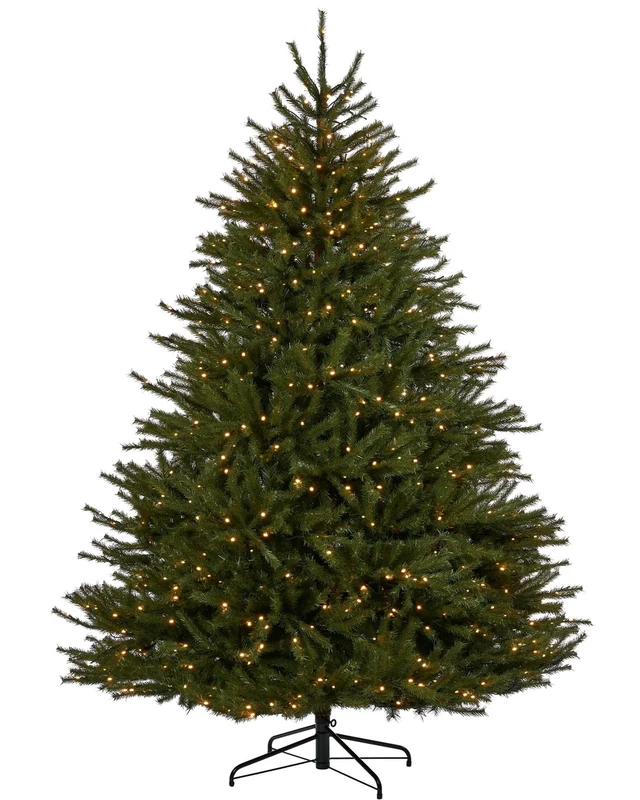 WeRChristmas Pre-Lit Foxtail Pine Christmas Tree, 700 Warm White LED Lights, Green, 7 ft / 2.1 m