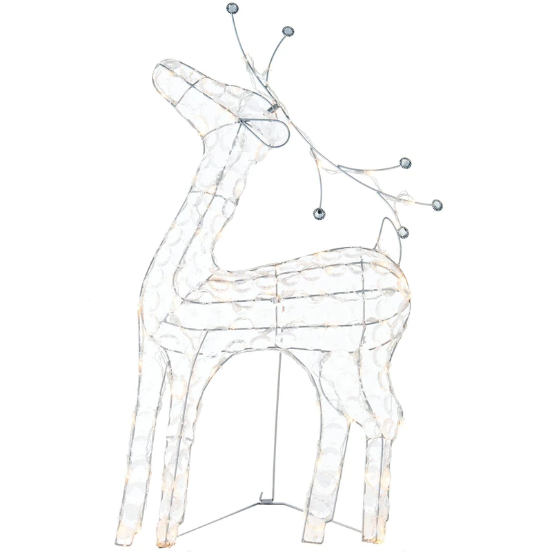 WeRChristmas Pre-Lit 2D Crystal Reindeer Christmas Decoration, 80 Warm White LEDs, Gold, 79 cm