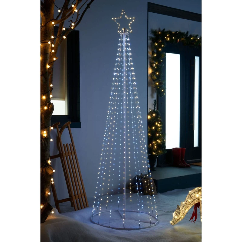 WeRChristmas Pre-Lit Waterfall Christmas Tree, 595 White LED Lights, 7 ft / 2.1 m