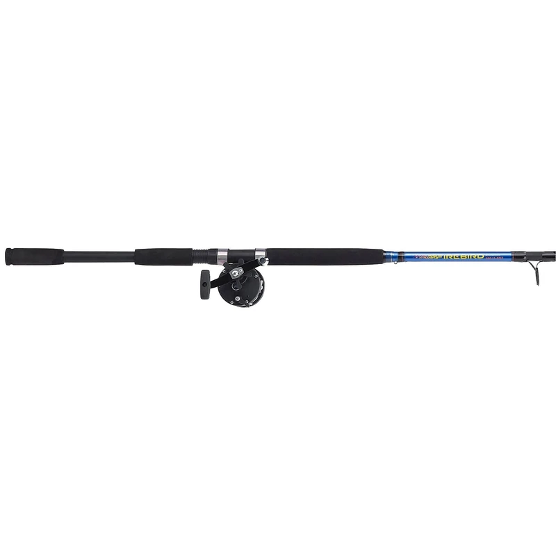 Shakespeare Firebird Boat Combo, Fishing Rod and Reel Spinning Combo, Boat Fishing, Pre-spooled with Line, Ready to Fish in Saltwater - Bass, Mackerel, Cod, Unisex, Blue / Black, 2.10m | 20-30g