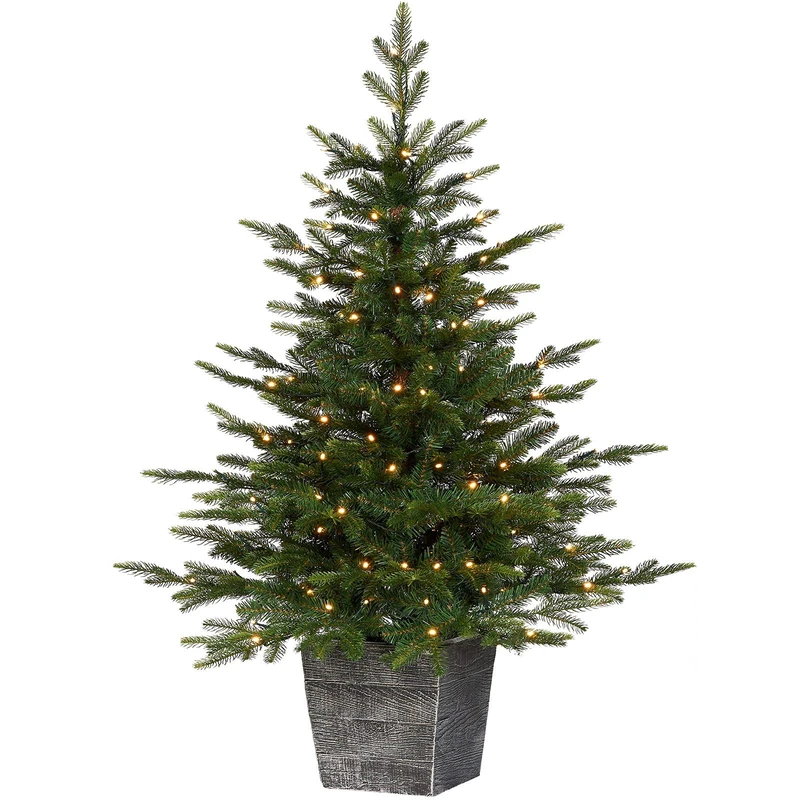 Pre-Lit Grand Fir Potted Christmas Tree, 100 Warm White LED Lights