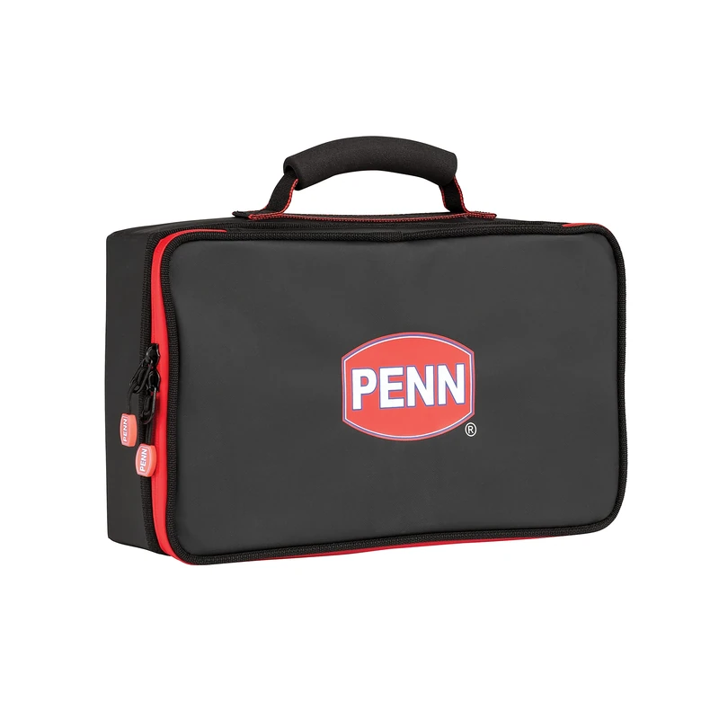 PENN Fishing PVC Coated Hardcase for Rig Storage- Includes 3 Tackle Boxes, 6 EVA Rig Winders and Zipped Storage Pockets, Black, One Size - Image 1