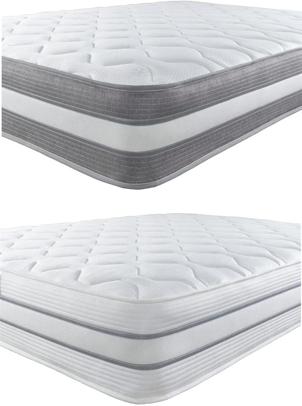 Aspire Beds 10" Deep 3 Layer Triple Comfort Fillings & AC Aspire-Cool Touch Sleep Surface Hybrid Bonnell Sprung & Memory Fibre Wool Foam Ultimate Mattress, Grey Border, 2ft 6 Small Single(2ft6 x 6ft3)