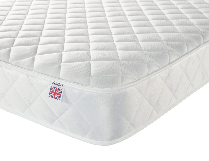 Aspire Beds Cumulus White 2 Sleep Comfort Layers & AC Aspire-Cool Touch Sleep Surface Foam Free Bonnell 500 Sprung Premium Economy Mattress, 4ft Small Double (4ft x 6ft3)