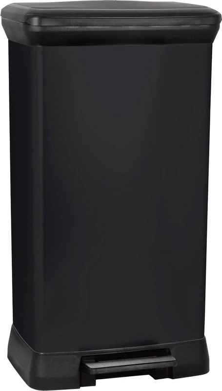 Curver 50 Litre Black Pedal Bin with Lid and Bag Ring